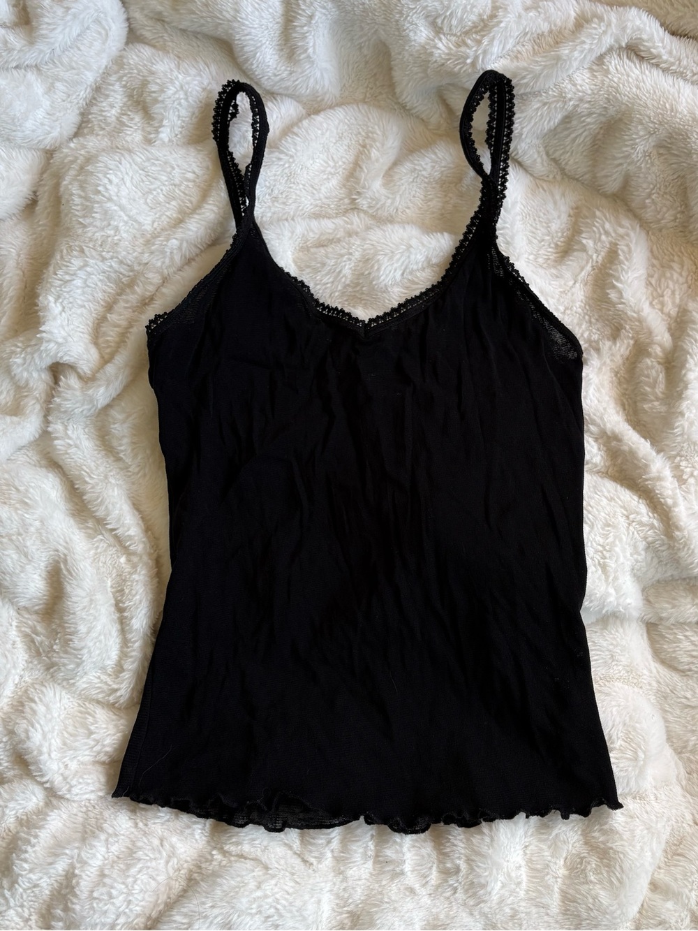 Everyday Lace-Trim Black Cami Top